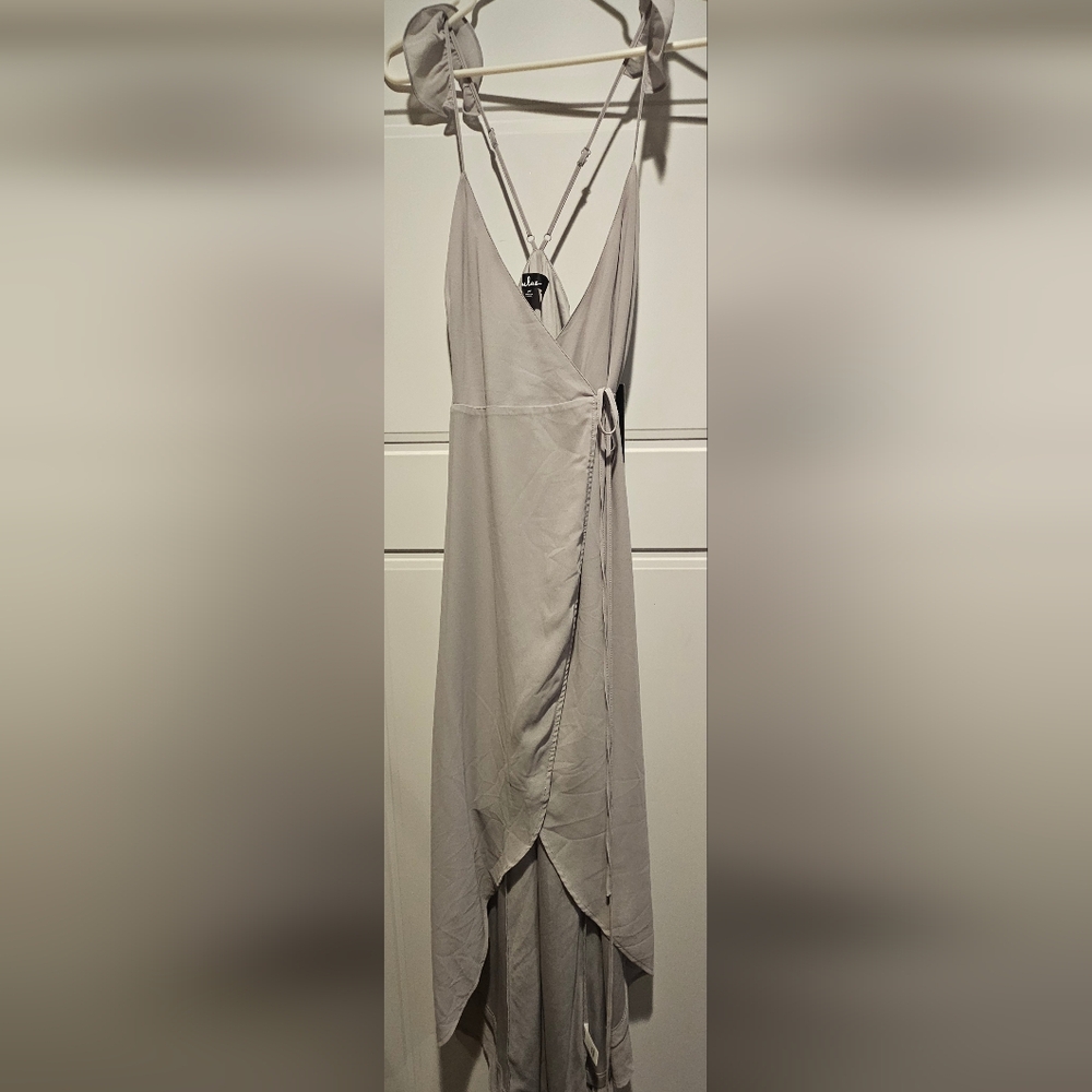 Elegant Gray Wrap Dress
